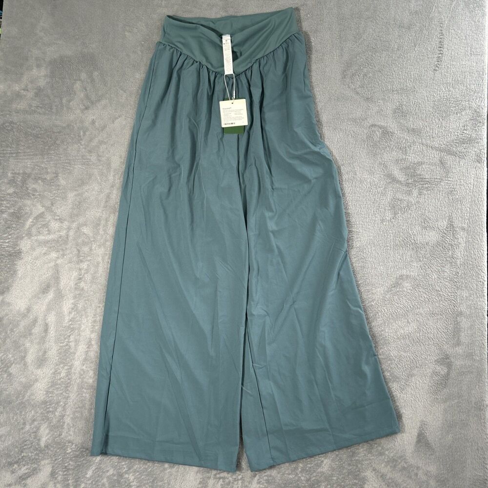 Halara Breezeful Resort Pants Womens Medium Teal Quick Dry Flowy Athleisure NWT